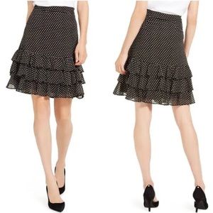 MICHAEL KORS Womens Black Polka Dot Above The Knee Skirt Size 8